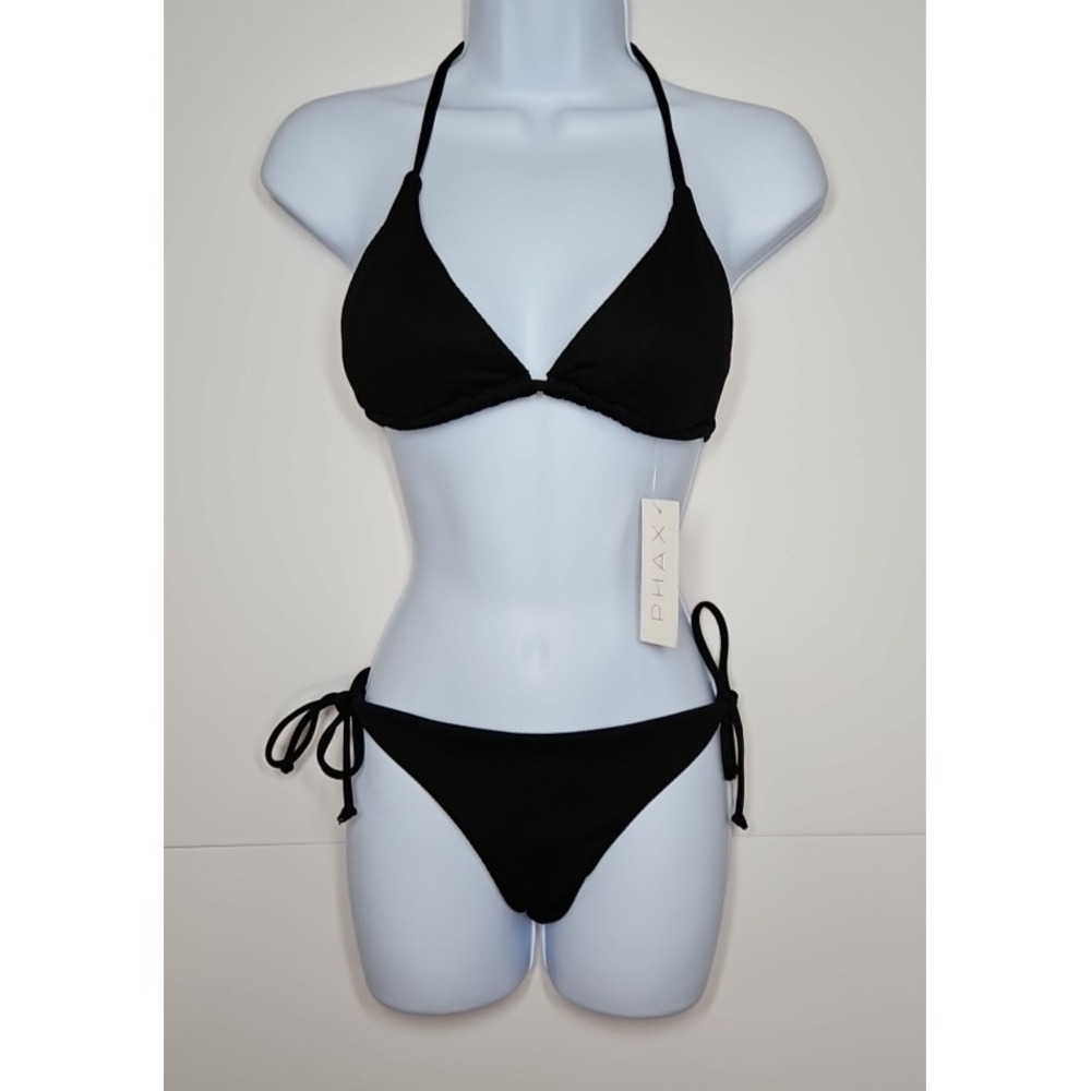 Phax Womens‎ Black Triangle String Bikini w/ Cheeky Bottom Size Medium NWT